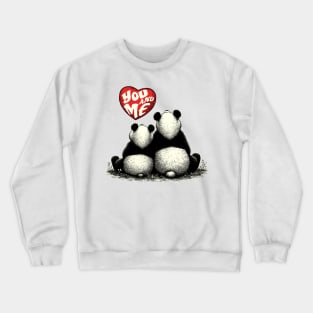 Couple Panda Bear in Love Print art illustration Panda Valentines gifts Crewneck Sweatshirt